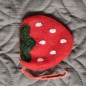 Beaded Strawberry Coin Purse